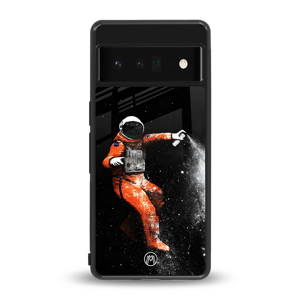 trippy astronaut back phone cover | glass case for google pixel 6 pro