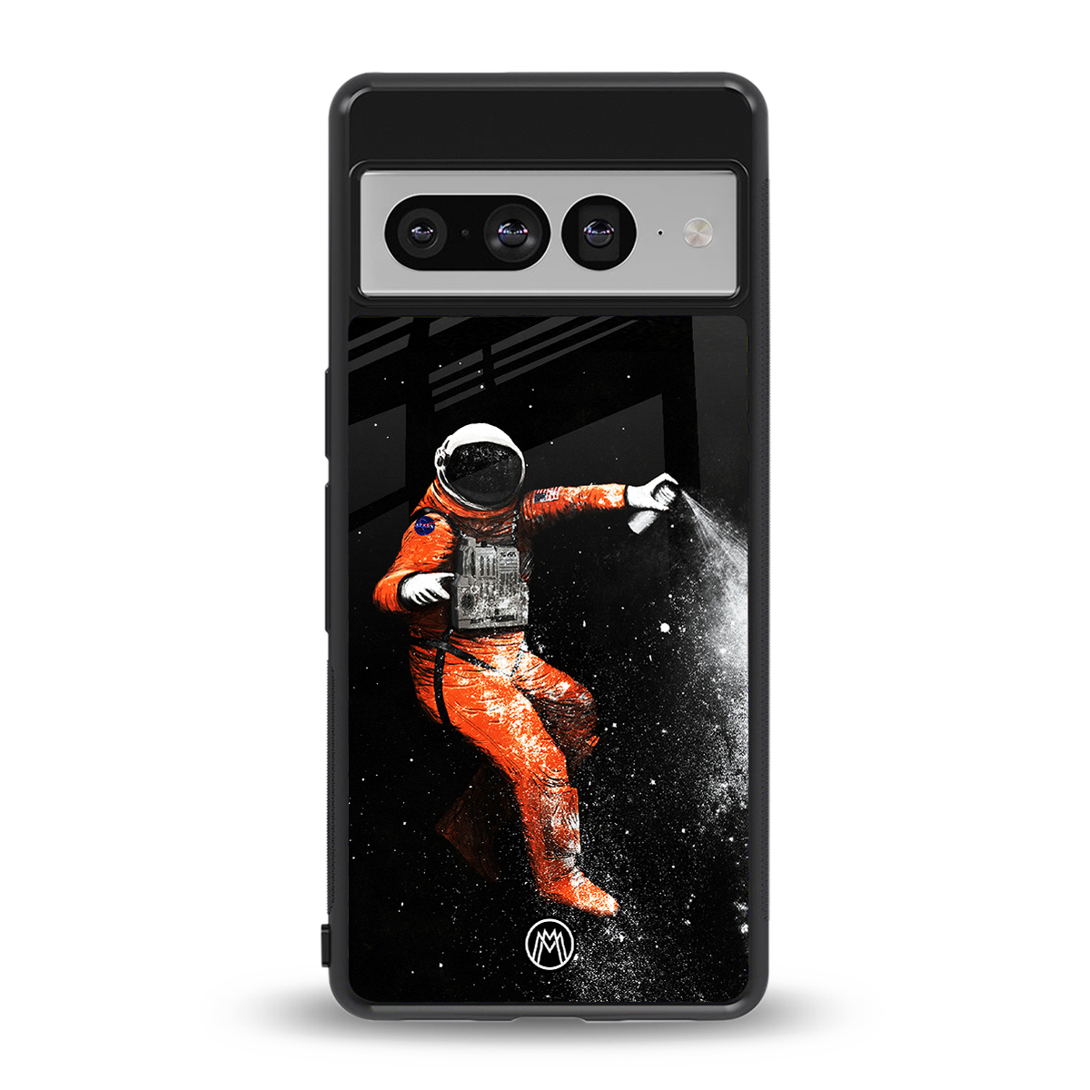 trippy astronaut back phone cover | glass case for google pixel 7 pro