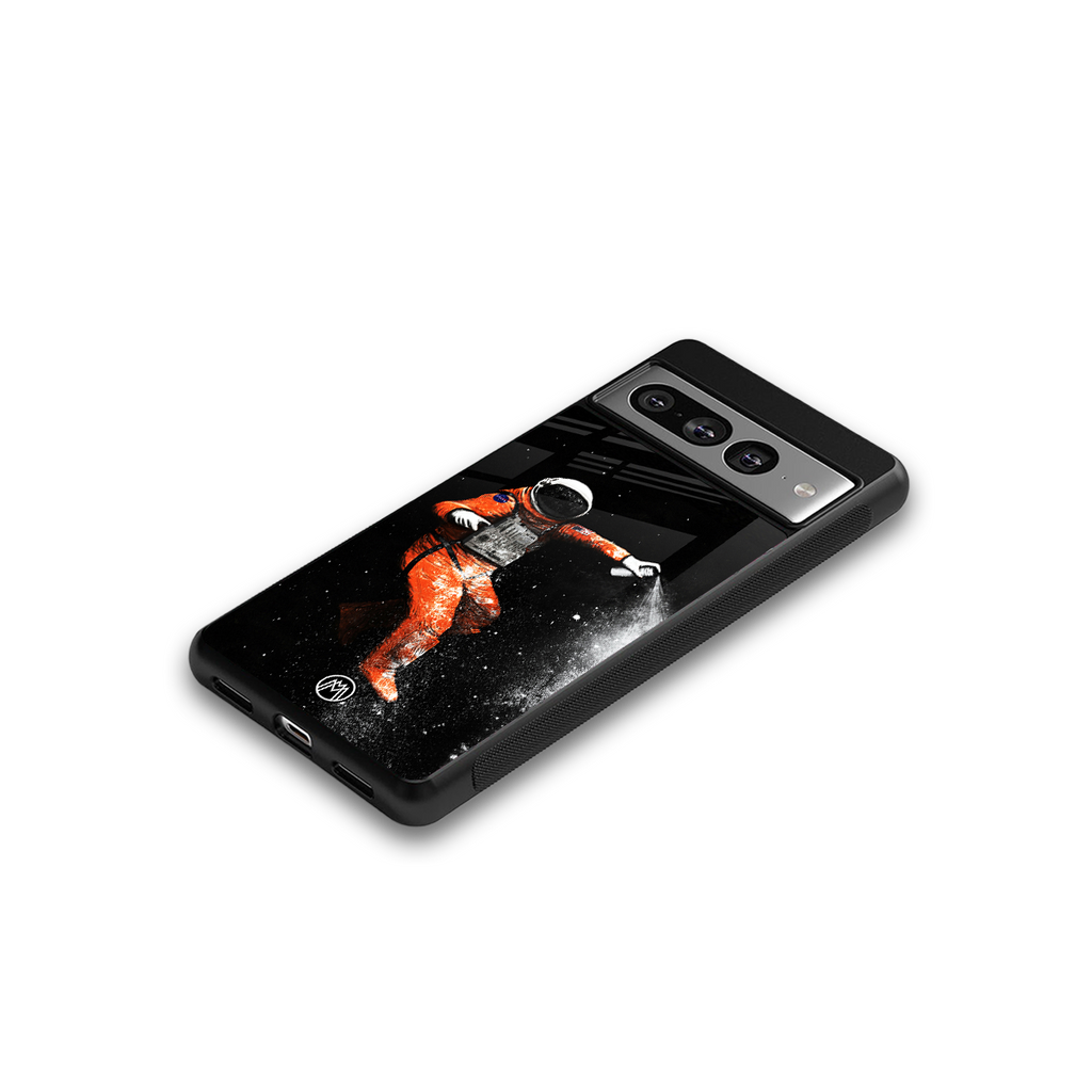 trippy astronaut back phone cover | glass case for google pixel 7 pro