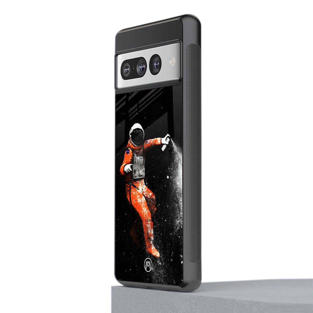trippy astronaut back phone cover | glass case for google pixel 7 pro