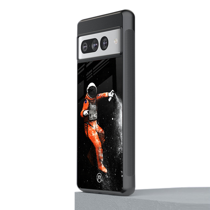 trippy astronaut back phone cover | glass case for google pixel 7 pro