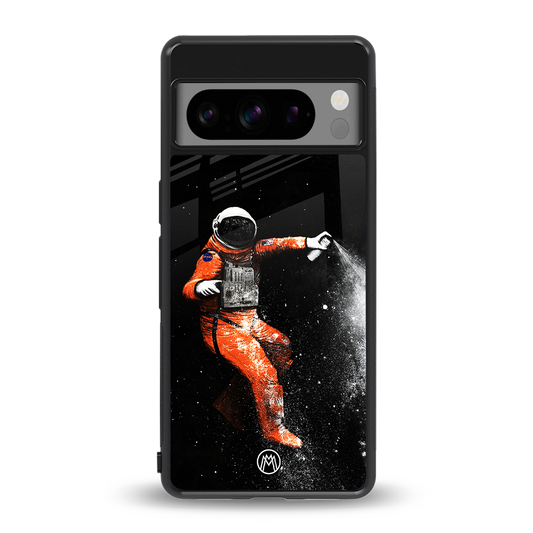 trippy astronaut back phone cover | glass case for google pixel 8 pro