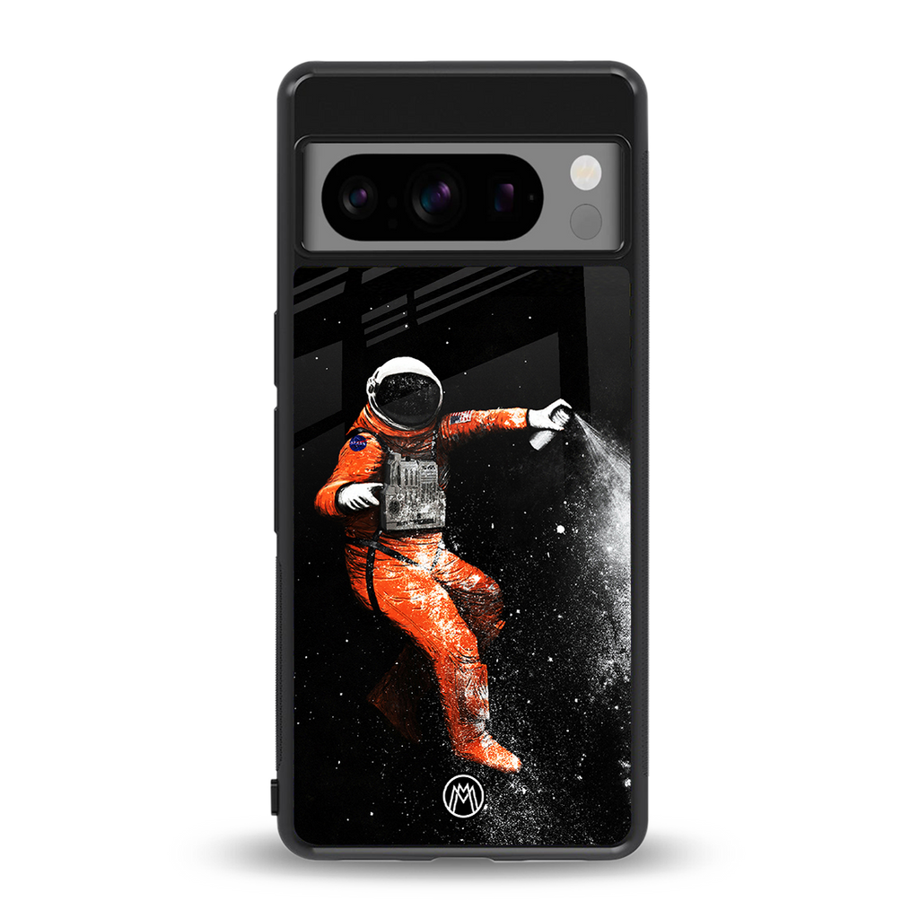 trippy astronaut back phone cover | glass case for google pixel 8 pro