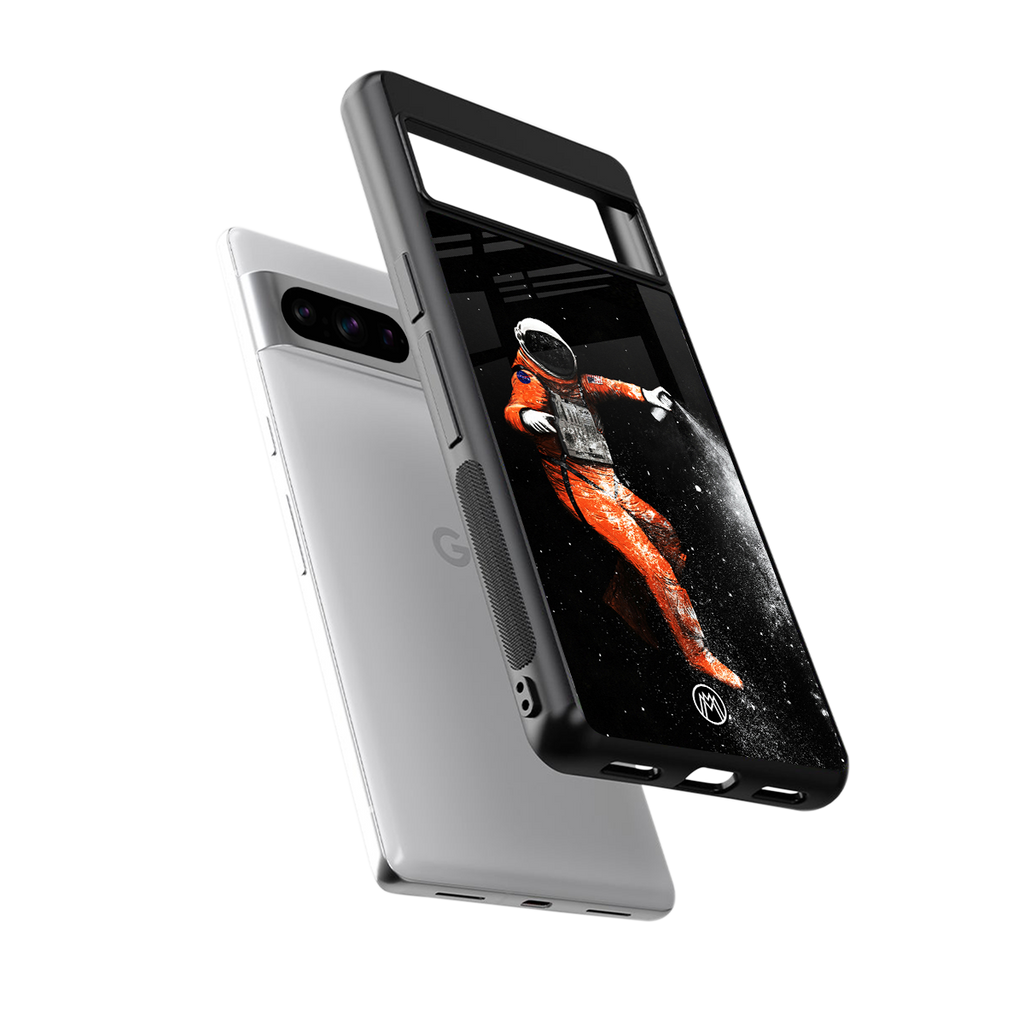 trippy astronaut back phone cover | glass case for google pixel 8 pro