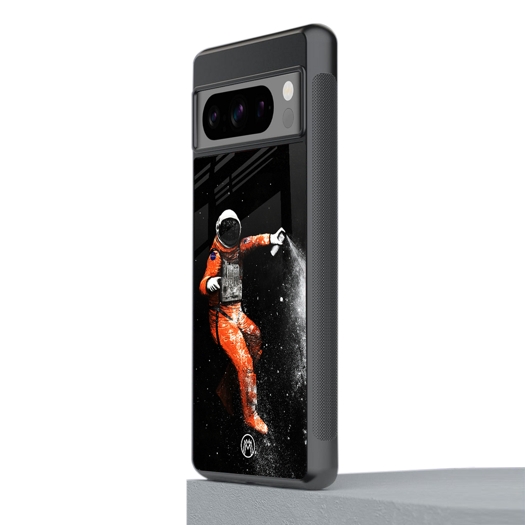 trippy astronaut back phone cover | glass case for google pixel 8 pro