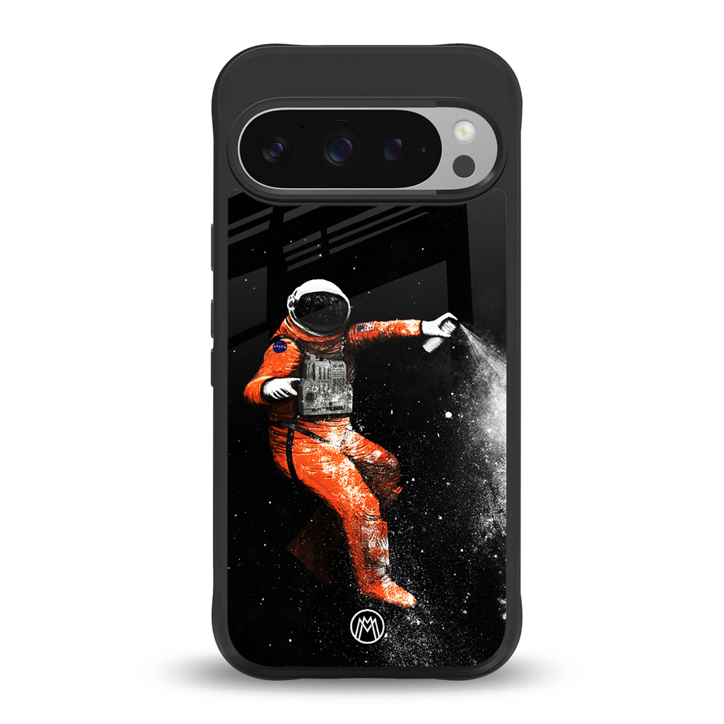 trippy astronaut back phone cover | glass case for google pixel 9 pro xl