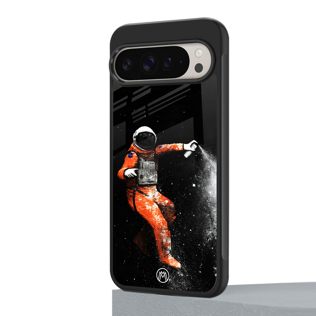 trippy astronaut back phone cover | glass case for google pixel 9 pro