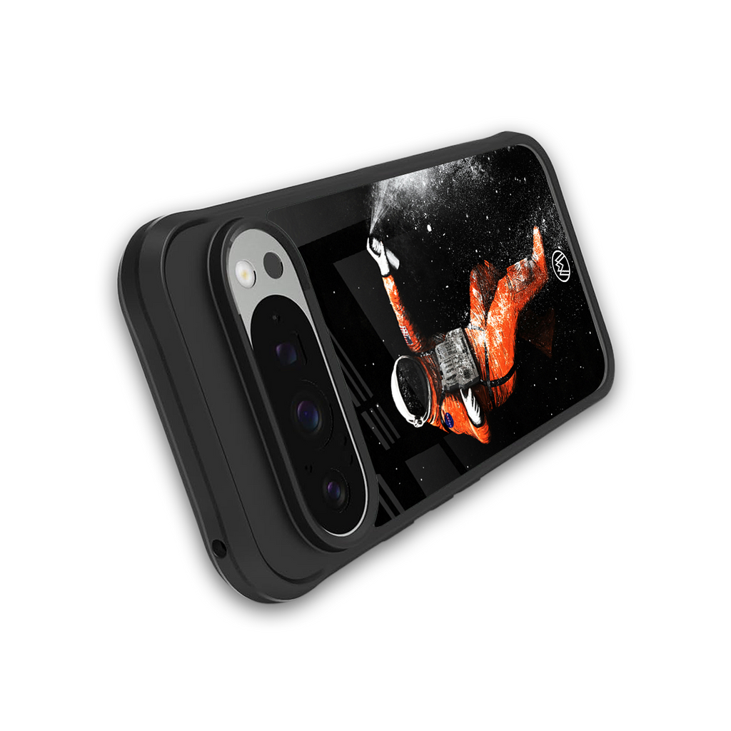 trippy astronaut back phone cover | glass case for google pixel 9 pro