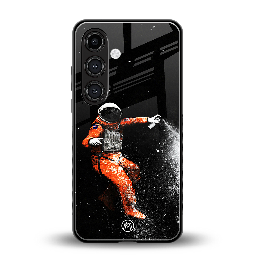 trippy astronaut back phone cover | glass case for samsung galaxy s24 fe