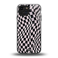 trippy b&w check pattern back phone cover | glass case for iphone 13 mini