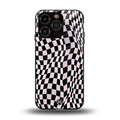 trippy b&w check pattern back phone cover | glass case for iphone 13 pro
