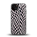 trippy b&w check pattern back phone cover | glass case for iphone 13