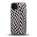 trippy b&w check pattern back phone cover | glass case for iphone 15 plus