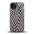 trippy b&w check pattern back phone cover | glass case for iphone 15