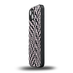 trippy b&w check pattern back phone cover | glass case for iphone 15
