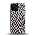trippy b&w check pattern back phone cover | glass case for iphone 16 pro max