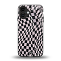 trippy b&w check pattern back phone cover | glass case for iphone 16