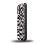 trippy b&w check pattern back phone cover | glass case for iphone 16