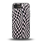 trippy b&w check pattern back phone cover | glass case for iphone 16e