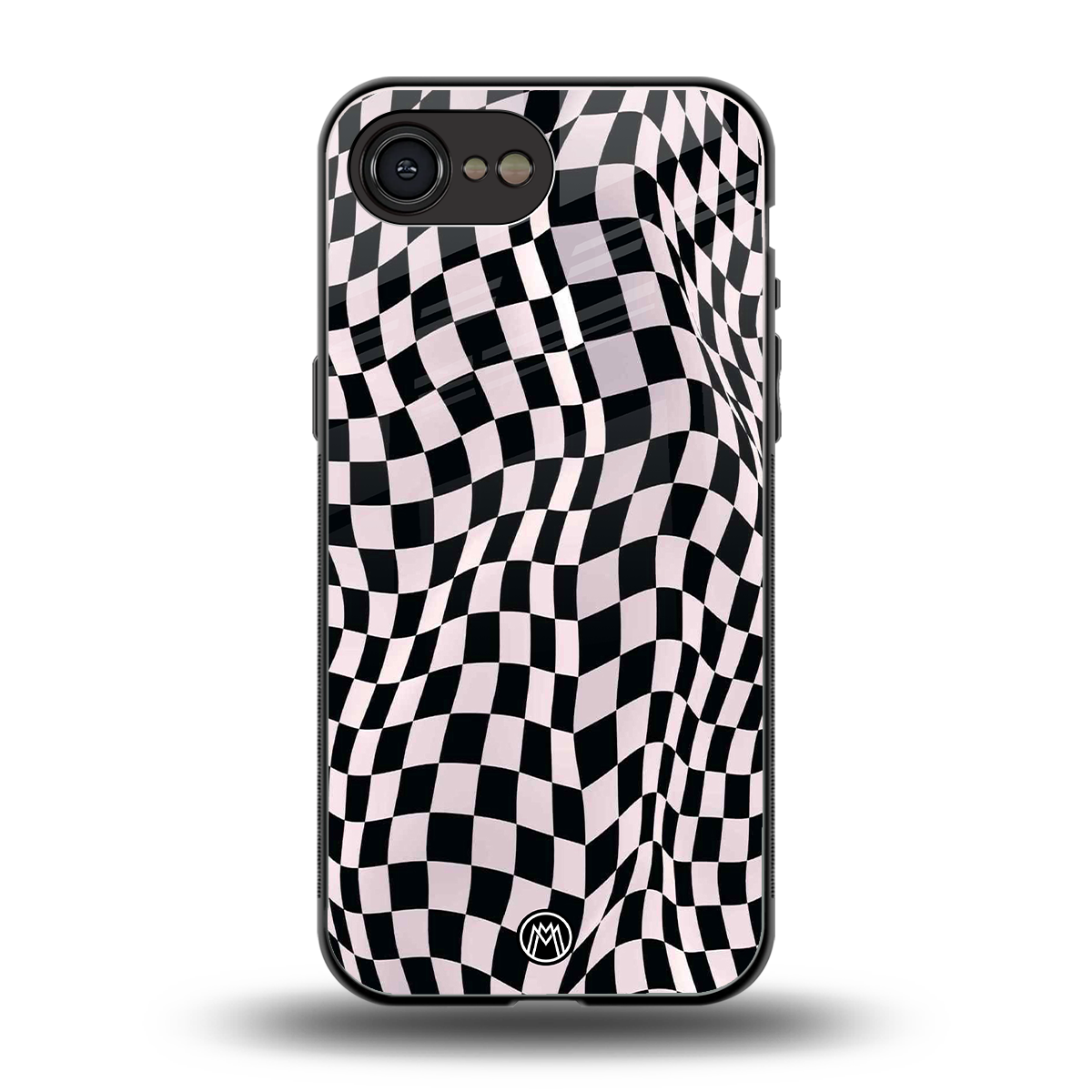 trippy b&w check pattern back phone cover | glass case for iphone 16e