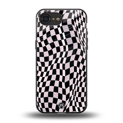 trippy b&w check pattern back phone cover | glass case for iphone 16e