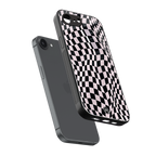 trippy b&w check pattern back phone cover | glass case for iphone 16e