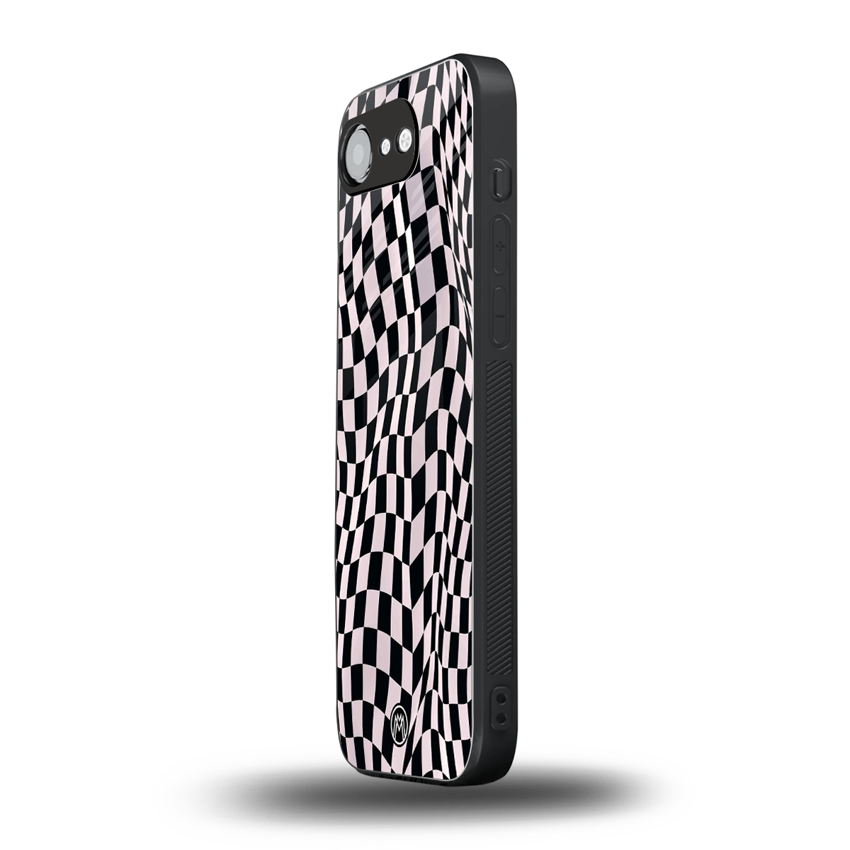 trippy b&w check pattern back phone cover | glass case for iphone 16e