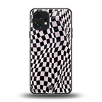 trippy b&w check pattern back phone cover | glass case for nothing phone 1