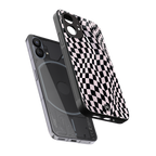 trippy b&w check pattern back phone cover | glass case for nothing phone 1
