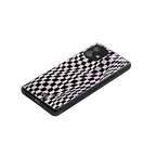 trippy b&w check pattern back phone cover | glass case for nothing phone 1