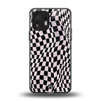 trippy b&w check pattern back phone cover | glass case for nothing phone 2