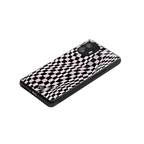 trippy b&w check pattern back phone cover | glass case for nothing phone 2