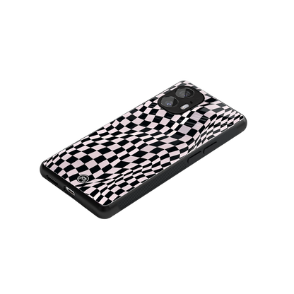 trippy b&w check pattern back phone cover | glass case for nothing phone 2