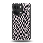 trippy b&w check pattern back phone cover | glass case for oneplus nord 3