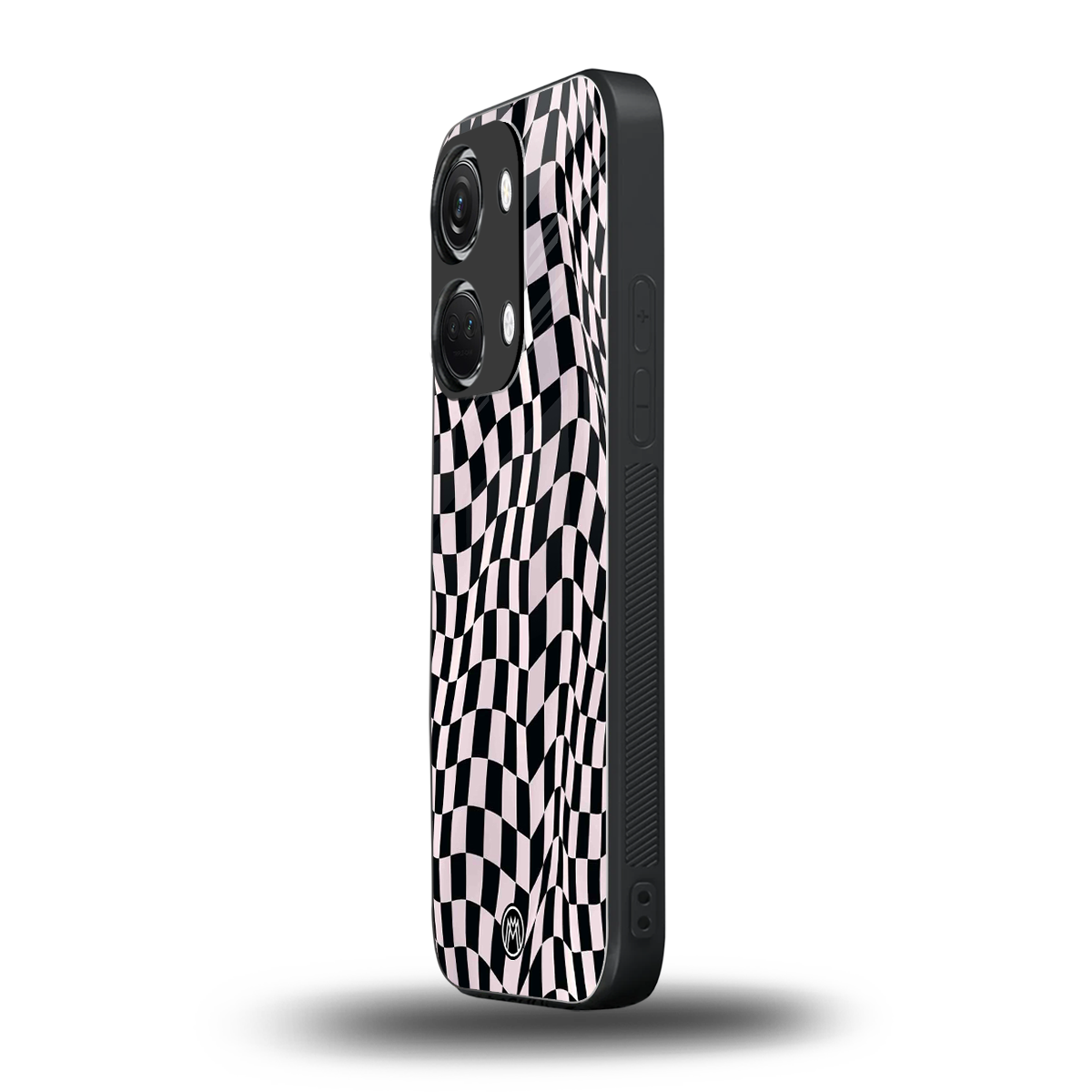 trippy b&w check pattern back phone cover | glass case for oneplus nord 3