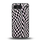 trippy b&w check pattern back phone cover | glass case for oneplus nord 4
