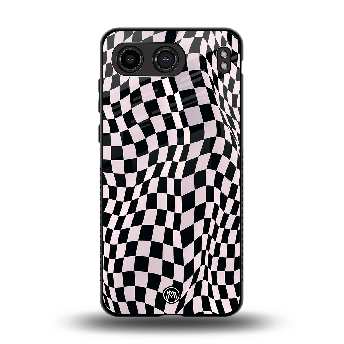 trippy b&w check pattern back phone cover | glass case for oneplus nord 4