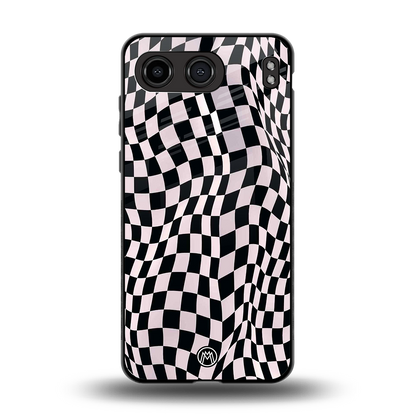 trippy b&w check pattern back phone cover | glass case for oneplus nord 4