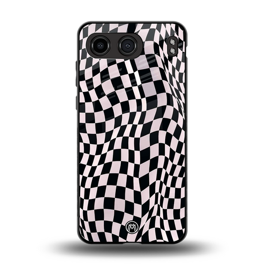 trippy b&w check pattern back phone cover | glass case for oneplus nord 4