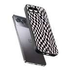 trippy b&w check pattern back phone cover | glass case for oneplus nord 4