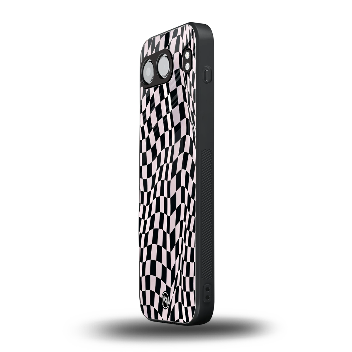 trippy b&w check pattern back phone cover | glass case for oneplus nord 4