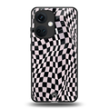 trippy b&w check pattern back phone cover | glass case for oneplus nord ce 3