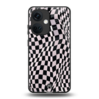 trippy b&w check pattern back phone cover | glass case for oneplus nord ce 3