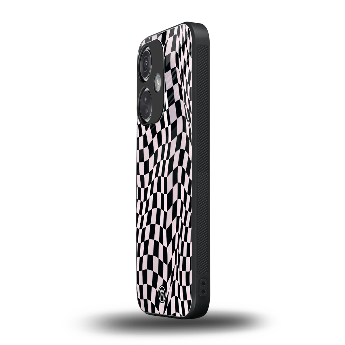 trippy b&w check pattern back phone cover | glass case for oneplus nord ce 3