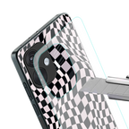 trippy b&w check pattern back phone cover | glass case for oneplus nord ce 3