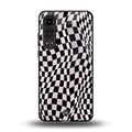 trippy b&w check pattern back phone cover | glass case for oneplus nord ce 4 lite