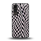 trippy b&w check pattern back phone cover | glass case for oneplus nord ce 4 lite