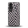 trippy b&w check pattern back phone cover | glass case for oneplus nord ce 4