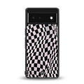 trippy b&w check pattern back phone cover | glass case for google pixel 6