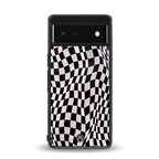 trippy b&w check pattern back phone cover | glass case for Google Pixel 6A